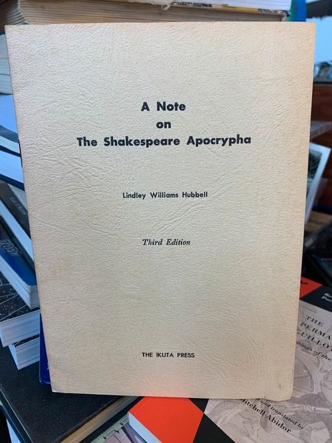 Image for A Note on the Shakespeare Apocrypha
